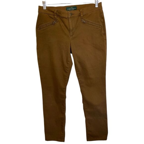 Lauren Raph Lauren Women's Pants Brown Zip Front Pocket Soft Size 6 (30x28) - Picture 1 of 12
